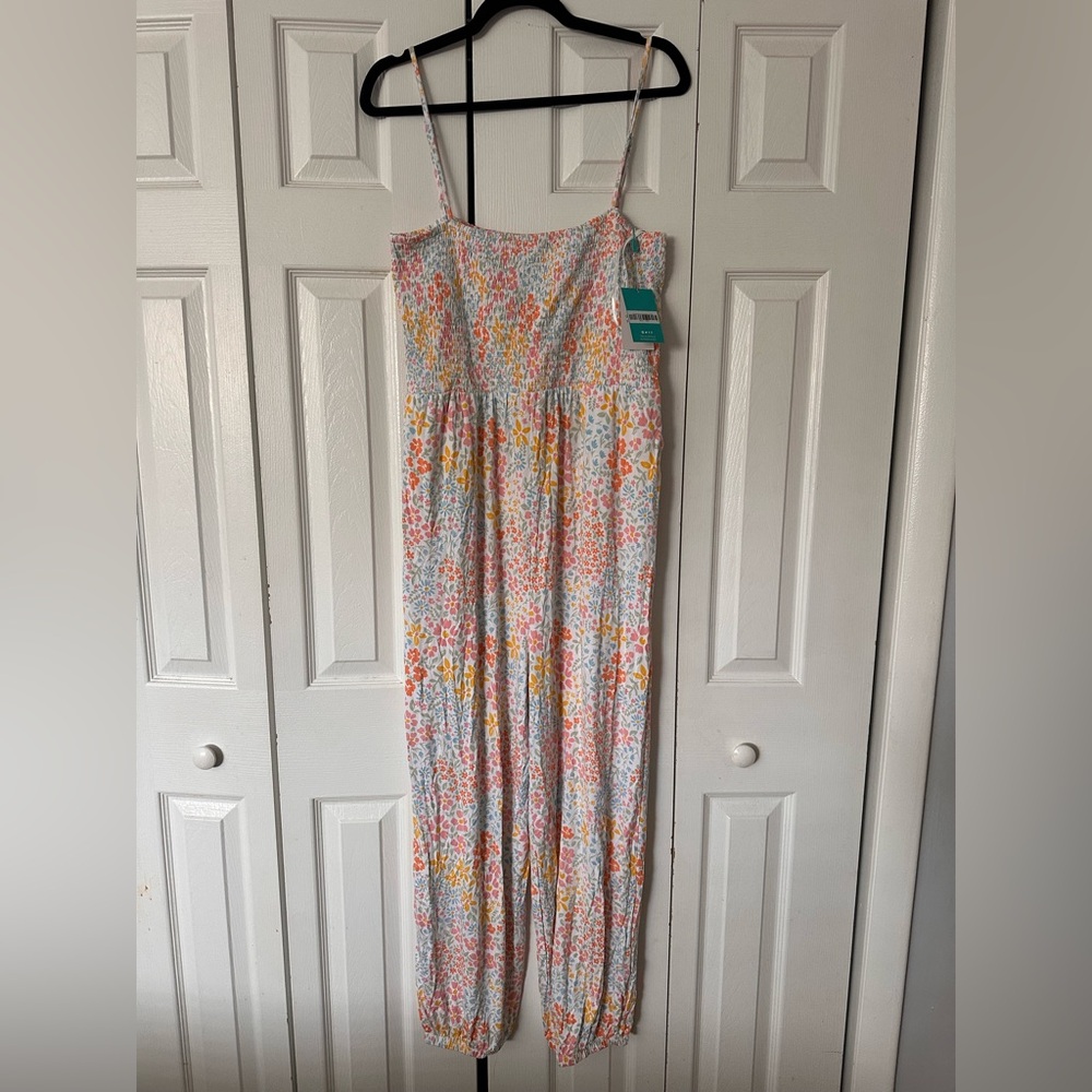 Brand New Posh Peanut Multicolor floral Smocked Jumpsuit - Picture 3 of 4